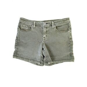 Mossimo Denim Womens 6/28R Olive Green Mid-Rise Midi Shorts Super Stretch Casual